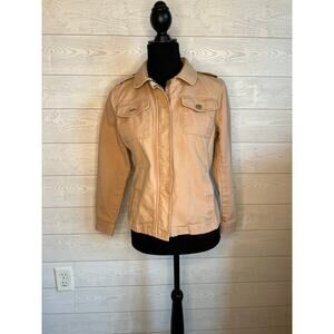LOFT tan denim utility jacket Size Medium Petite